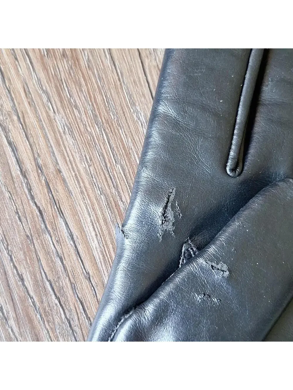 Vintage Black Leather Cotton And Fur Driving Fashion Glove